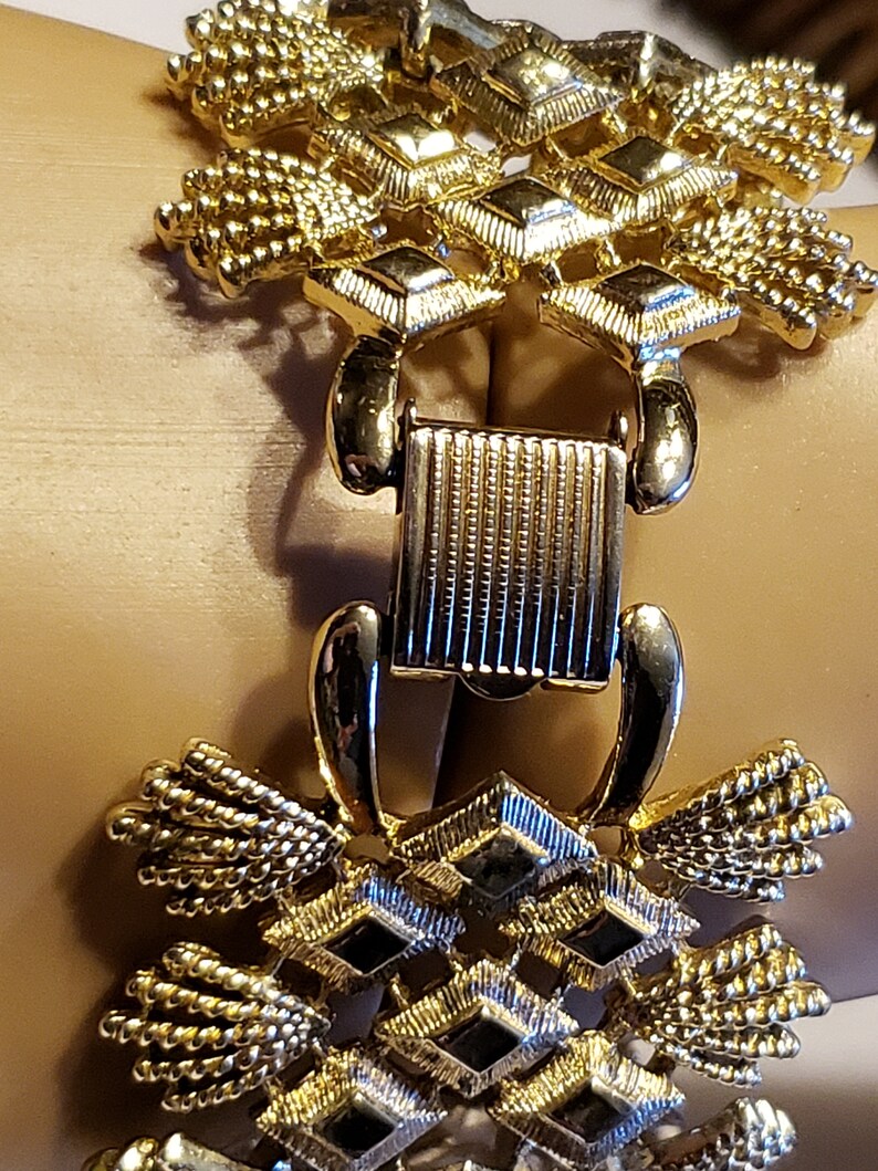 Vintage 1960s Coro Pegasus Gold Tone Wide Bracelet