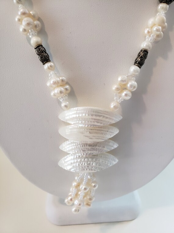 Vintage Baroque Pearl With Mother Of Pearl Neckla… - image 6