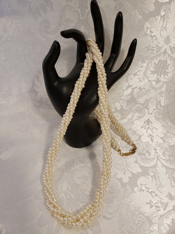 Napier Faux Pearl Twist Rope Necklace 28" Long