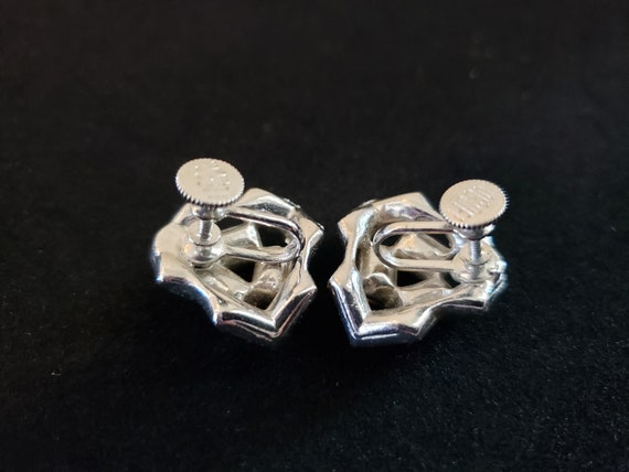 Vintage Bogoff Screw Back Earrings Clear Rhinesto… - image 6