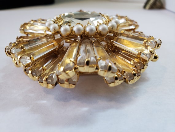 Vintage Rare Schreiner Large Ruffle Buckle Clear … - image 9