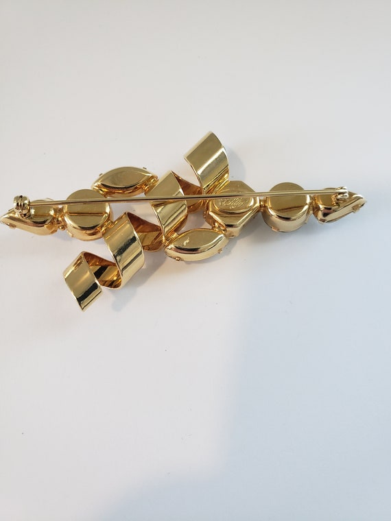 Kirks Folly, Large Brooch Clear Crystals Gold Ton… - image 5