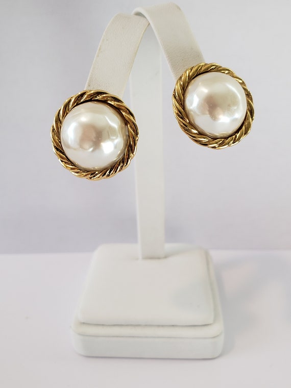 Vintage 80s Signed Carolee, Pierced Earrings Gold… - image 3