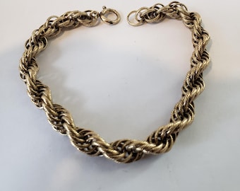 Vintage Gold-Filled Rope Twist Bracelet 7"