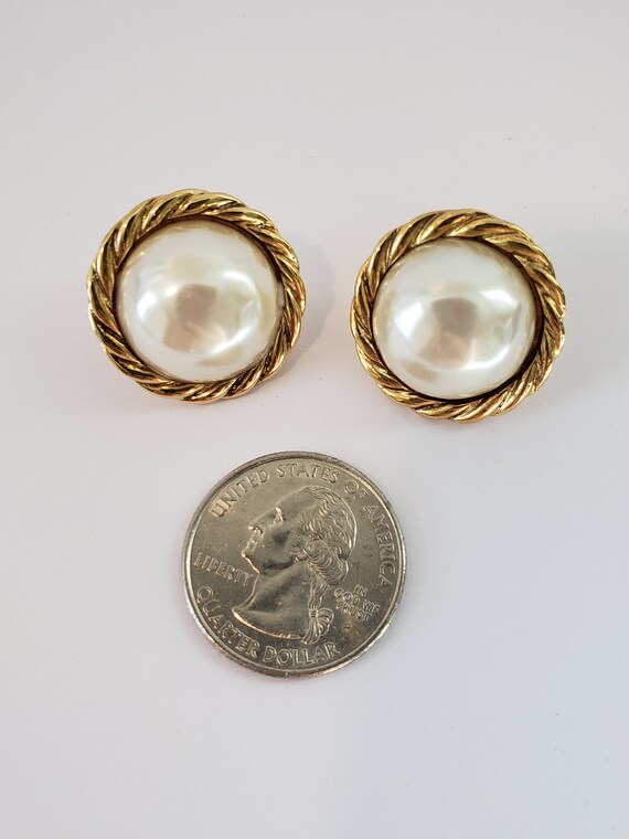 Vintage 80s Signed Carolee, Pierced Earrings Gold… - image 5