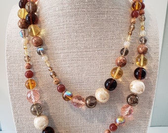 Joan Rivers Long Glass Bead Necklace, Fall Colors 36" Long