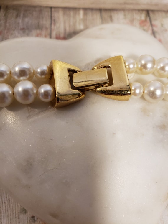 Vintage Napier Double Strand Faux Pearl Necklace … - image 8