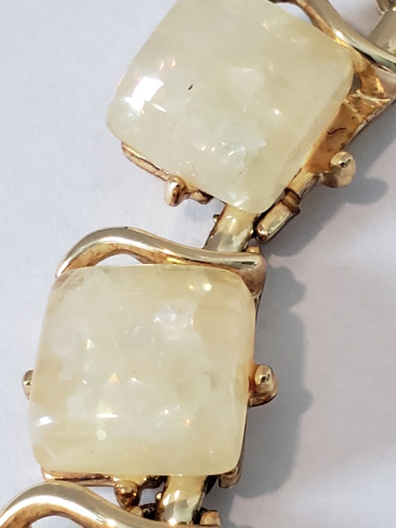 Vintage, Coro Faux Opal Lucite  Necklace Gold Ton… - image 5