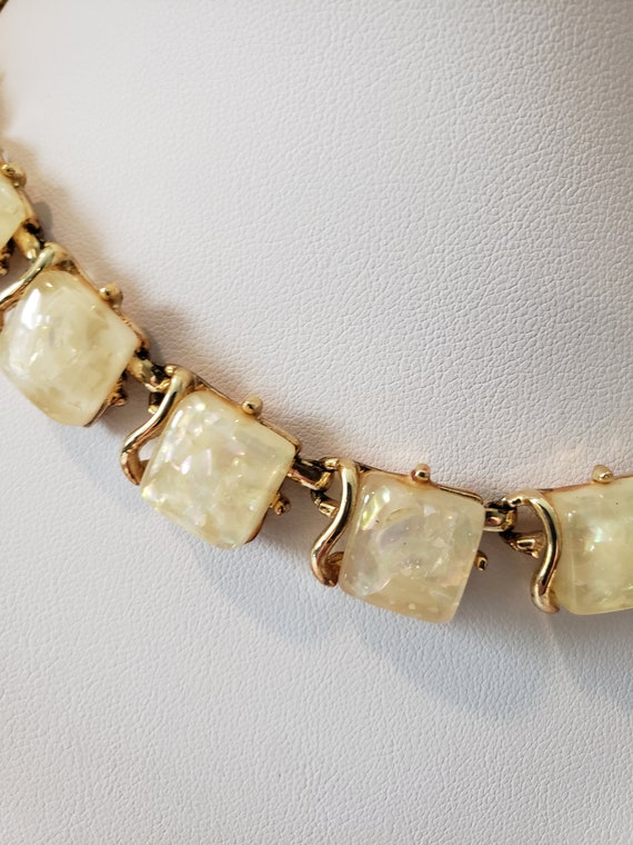 Vintage, Coro Faux Opal Lucite  Necklace Gold Ton… - image 3