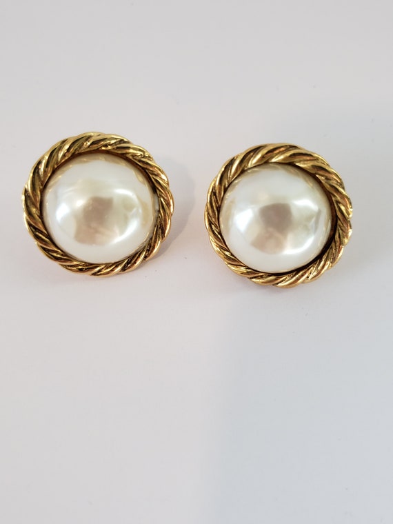 Vintage 80s Signed Carolee, Pierced Earrings Gold… - image 2