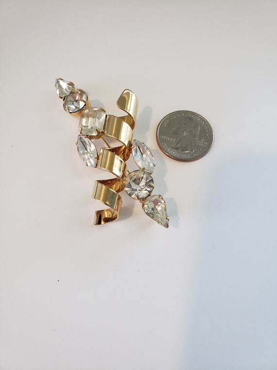 Kirks Folly, Large Brooch Clear Crystals Gold Ton… - image 8