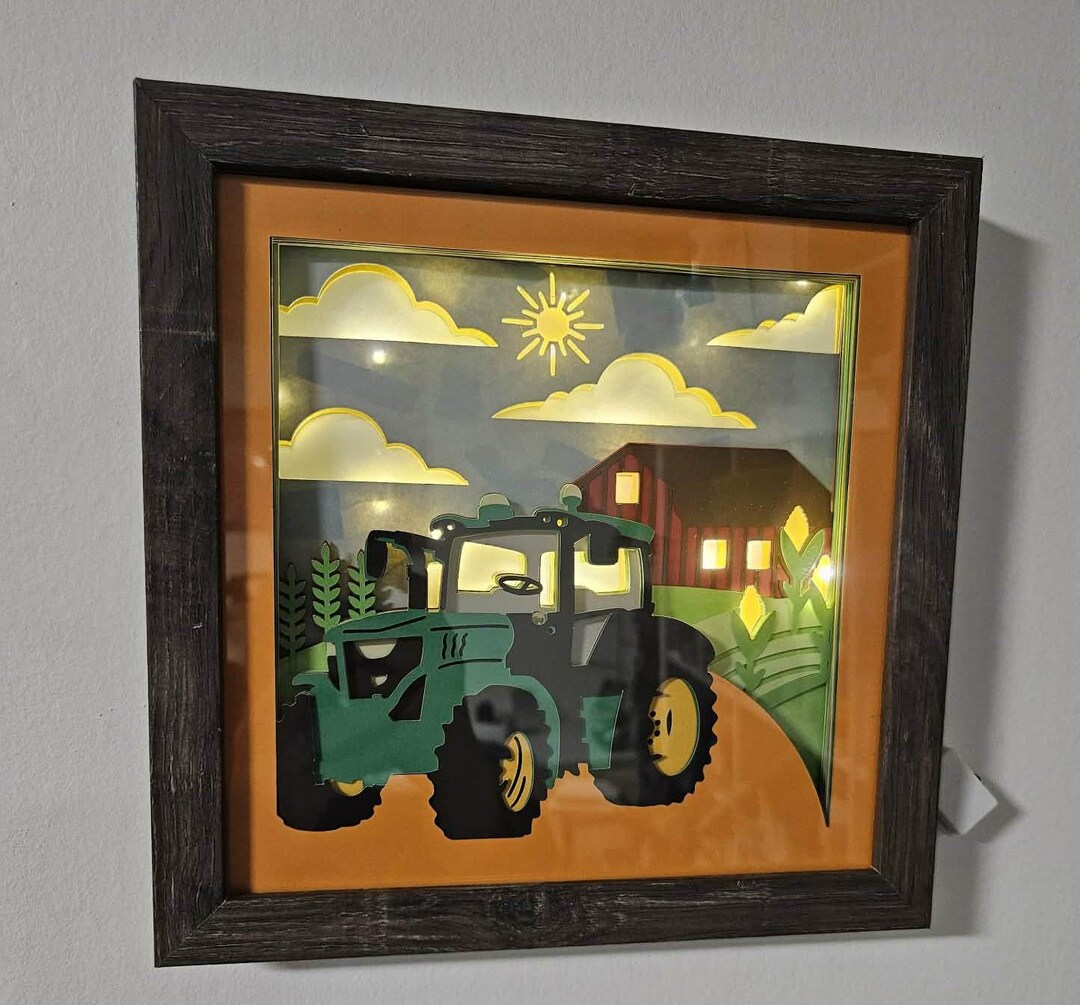 Tractor Shadow Box 3D Lighted Farm Tractor Shadow Box - Etsy