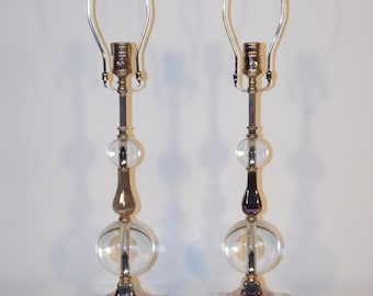 Paar Vintage 1990er Jahre Dekorative Crafts, Inc. Glass & Silver Plate Lampen