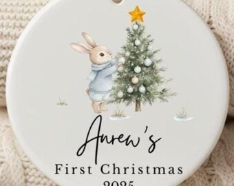 Personalized Baby First Christmas Ornament , My 1st Xmas Gift , Custom Newborn Keepsake , Baby Name Bauble , Baby Girl Boy First Ornament