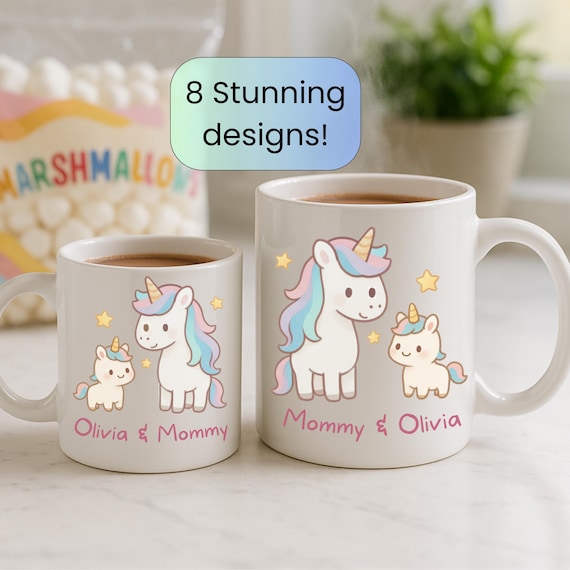 Personalized Family Matching Mugs Set | Custom Mom Dad Kids Coffee Mugs | Mommy Daddy Family Gift Set | Cute Mum and Me Matching Coffee Mugs