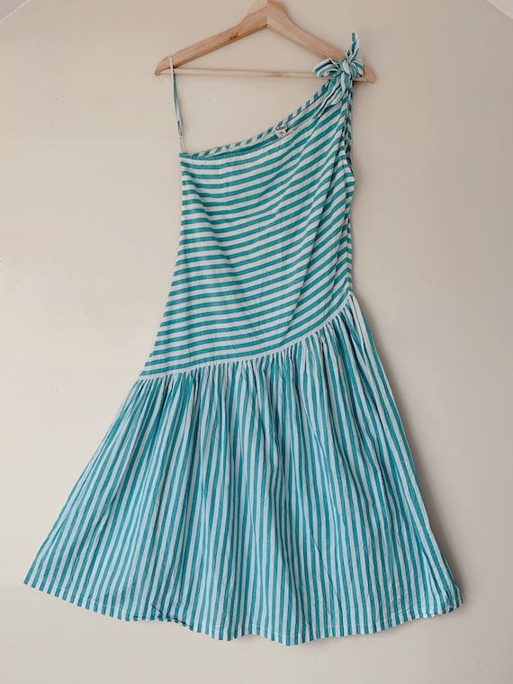 Vintage 1980s Asymmetrical Striped Sundress by Adi