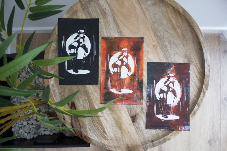 Lino Print Burlesque Dancers
