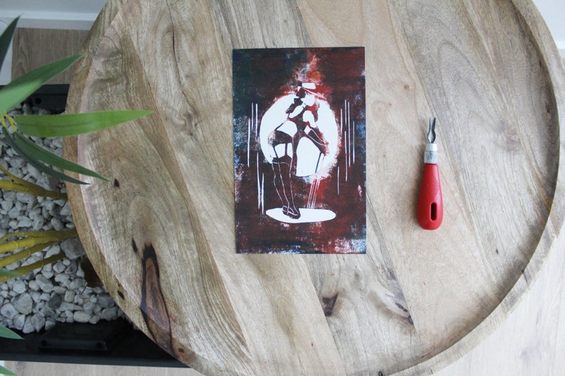 Lino Print Burlesque Dancers