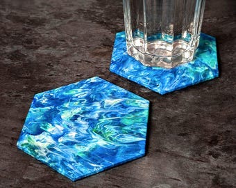 Recycled Ocean Plastic Coasters | Eco Hexagon Design - Set of 2