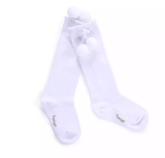 baby girl socks with pom poms