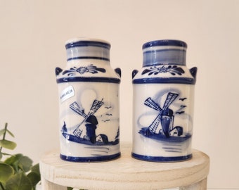 Blue Delft Windmill Milk Can Salt and Pepper Shakers/