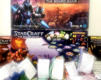 StarCraft The Board Game Core Set and Brood War Expansion Bundle Complete 2007 pre-owned vintage