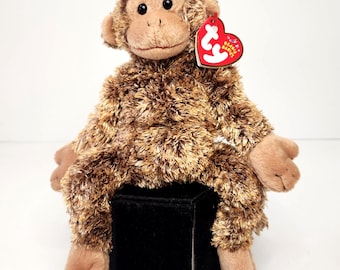 Vintage Ty Beanie Baby Bonsai the Chimpanzee - Brown Textured Chimp Plush 2001 - MWMT