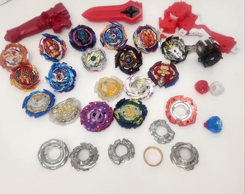 Lote premium de Beyblade Burst Evolution con Spryzen Requiem S3 y Xcalius X3 / Tops SwitchStrike difíciles de encontrar / Colección de batalla de más de 15 piezas imagen 1
