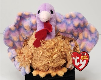 Vintage Ty Beanie Baby Tommy the Turkey - Pastel Thanksgiving Turkey 2002 - MWMT