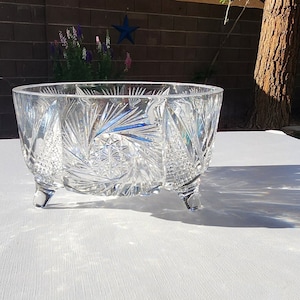 Beautiful  Vtg.POLONIA 24% LEAD crystal Footed Bowl