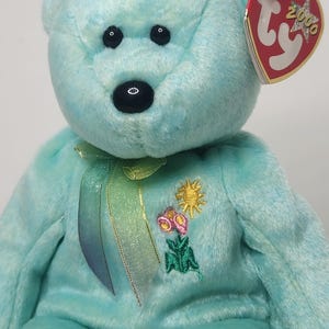 Ty Beanie Baby “ARIEL” The Bear (Charity Edition) 2000 Retired Blue Plush Pediatric AIDS Memorial Collectible Vintage