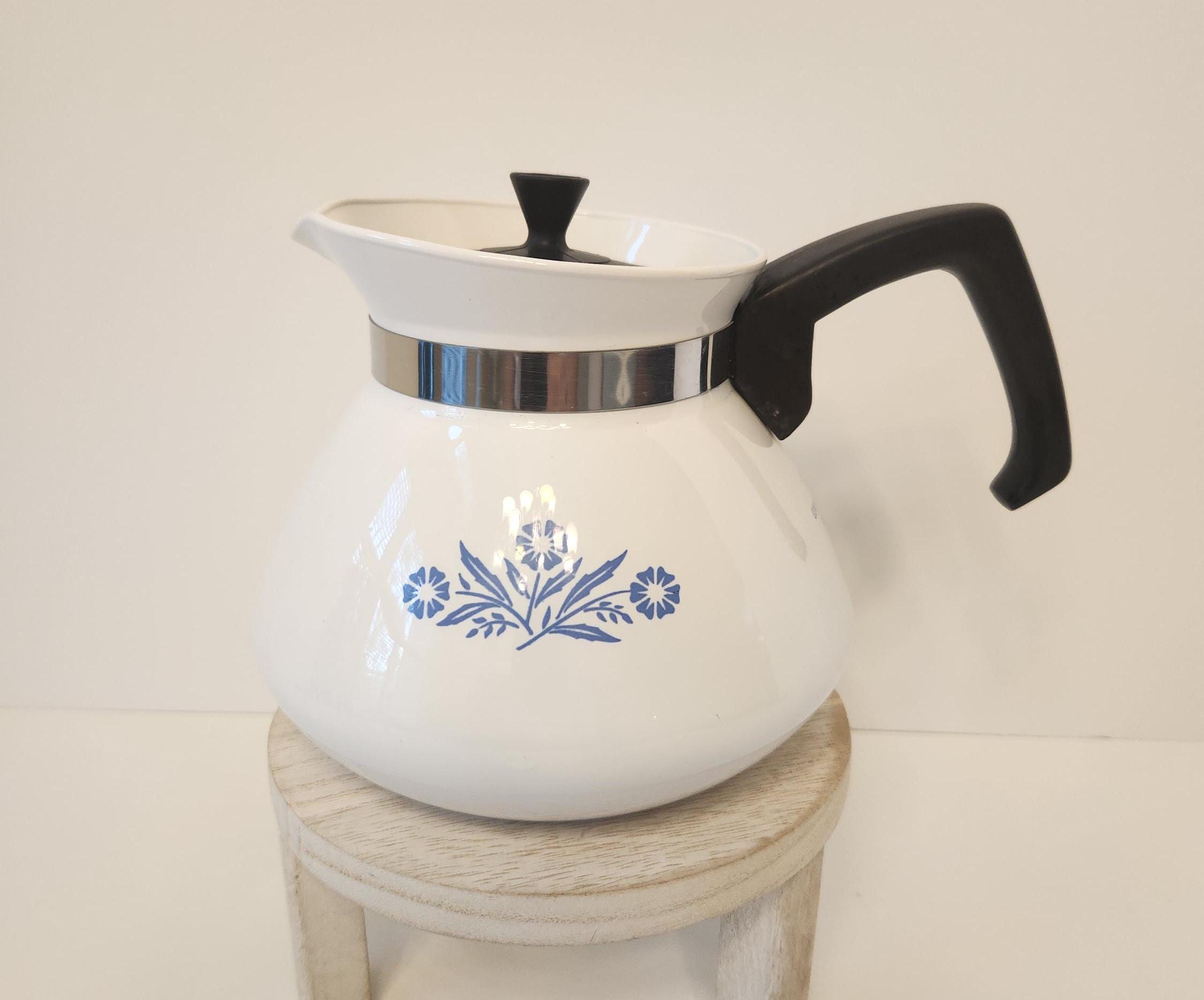 Vintage Corning Ware 6 Cup Teapot Tea Kettle Blue Cornflower