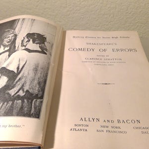 Vintage 1926 Shakespeare's Comedy of Errors | Edited by Clarence Stratton Hardcover | Antique Scholarly Edition