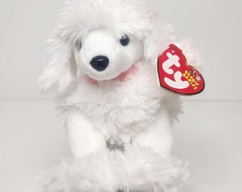 Vintage 2002 Ty Beanie Baby L'amore the White Poodle Stuffed Animal Plush Toy MWMT Original Heart Tag Style 40018