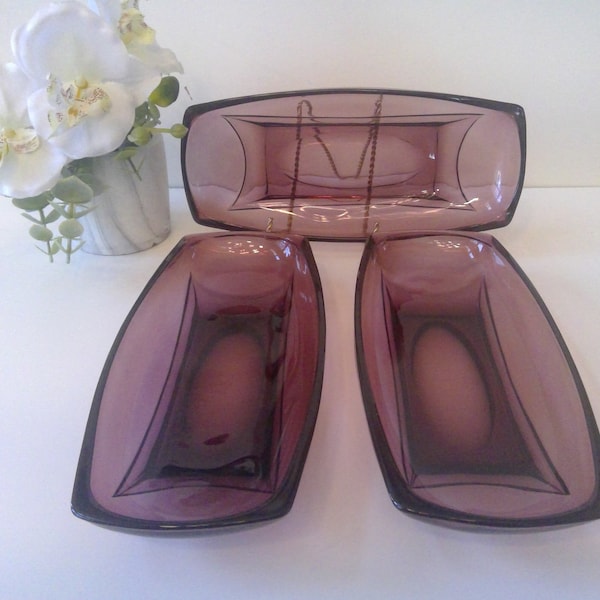 60s mod vintage Moroccan amethyst square pattern oblong dish celery tray