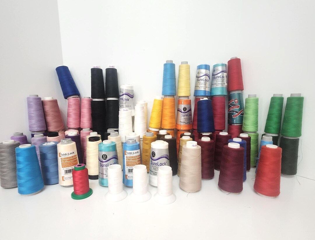 Vint. Large Lot of 64 Spools Overlock Serger Thread | Coats Surelock ...