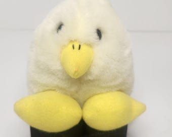 Vintage 1997 Swibco Puffkins Peeps the Yellow Chick Plush Stuffed Animal Toy Style 6639 Original Purple Heart Tag