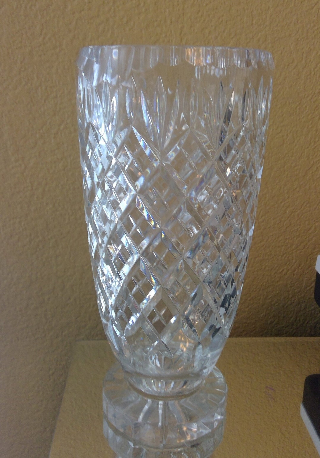 Vintage Polonia 24 Lead Crystal Vase 10in / Made in Poland Etsy