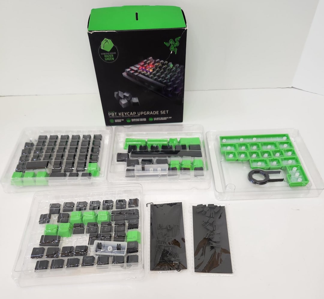 Keycaps For Razer Keyboard Razer PBT Keycap Upgrade Set | Green and Black Mechanical Keyboard Caps ...