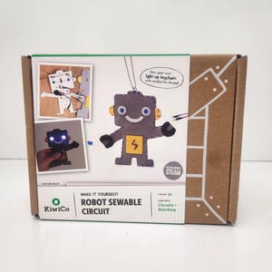 KiwiCo Robot Sewable Circuit Kit | STEAM Educational Science Toy | DIY Light-up Keychain Craft | Learn Circuits and Stitching