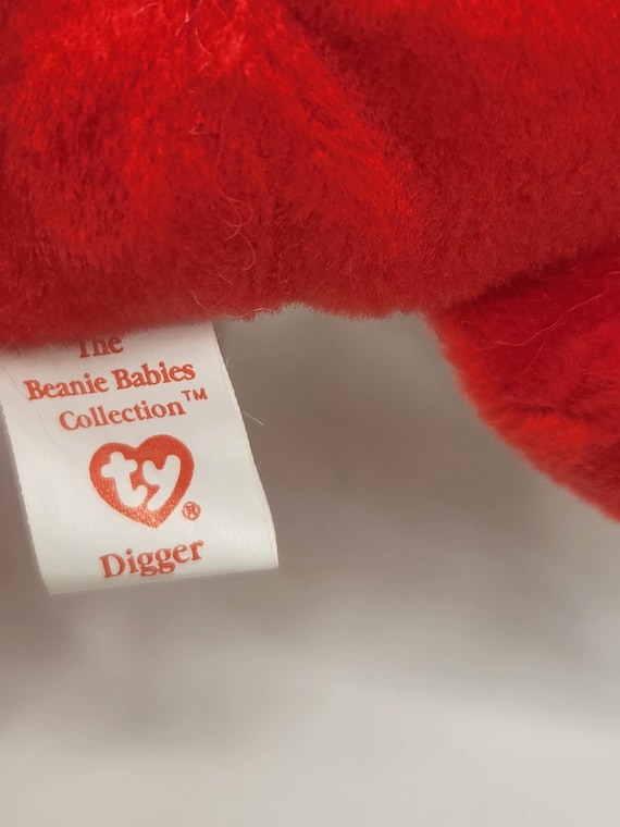 Vintage Ty Beanie Baby DIGGER the Red Crab (style 4027) - 1995