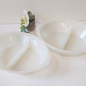 Vintage Milk Glass Glasbake Divided Casserole Dish / Plain