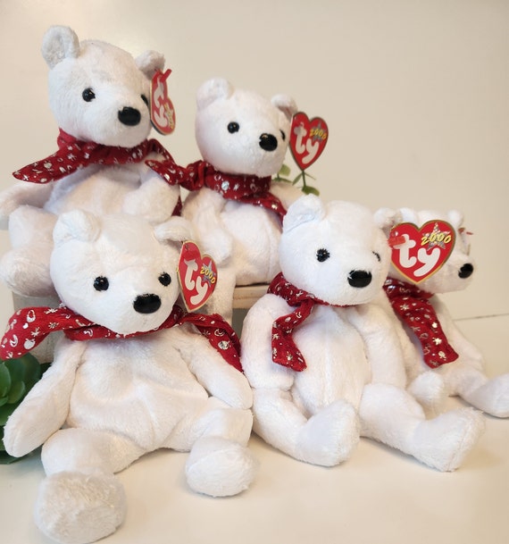 ビンテージ、テディーベアー HOLIDAY IN NEW YORK 2000 Ty Beanie Baby “2000 Holiday Teddy” the White Holiday Bear Wearing