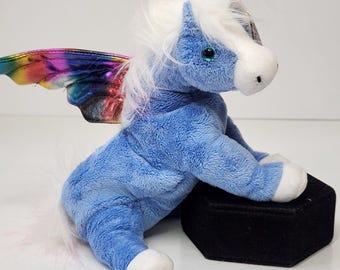 Vintage Ty Beanie Baby Pegasus the Flying Horse - Rainbow Iridescent Metallic Wings 2001 - MWMT