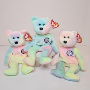 TY Beanie Baby - BB BIRTHDAY Bear/ Soft Pastel Colors