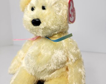 Vintage Ty Beanie Baby Sherbet the Yellow Bear - Pastel Yellow Teddy Bear 2001 - MWMT