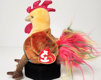 Vintage Ty Beanie Baby Rooster - Chinese Zodiac Collection Textured Plush - MWMT