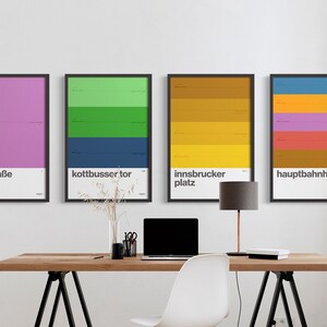 U-Bahn S-Bahn Station / Berlin München Deutschland / Minimal Poster / U-Bahn Stil Wand Kunst / Leinwand Dekor / Schwarzer Rahmen Reisegeschenk