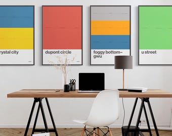 All DC Metro Station Prints, Custom Choice, Minimal Poster Print, Canvas Home Decor, Framed Travel Gift, Subway Style Wall Art, Rail Sign