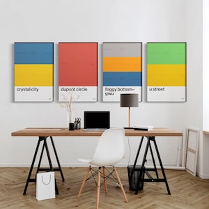 Impresión de estación de metro de DC / Póster minimalista personalizado / Arte de pared estilo metro / Decoración del hogar en lienzo / Regalo de viaje con marco negro / Minimalista